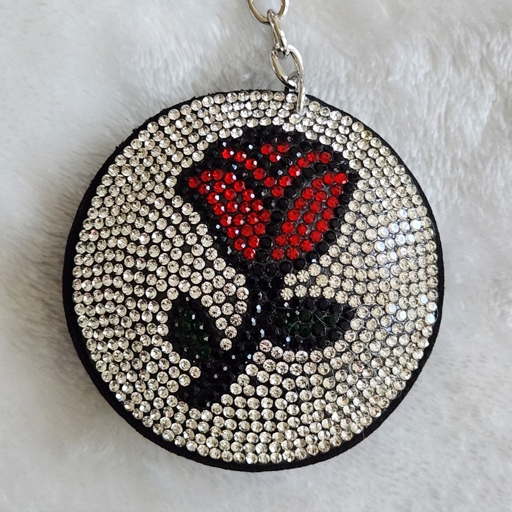 Elegant Rose Keychain with Silver Accents Bag Charm - Picture 2 of 3